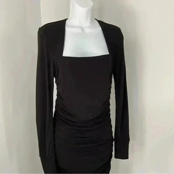 NWT Ganni Viscose Jersey Square Neck Dress LBD size 34 T2612 - Picture 4 of 13